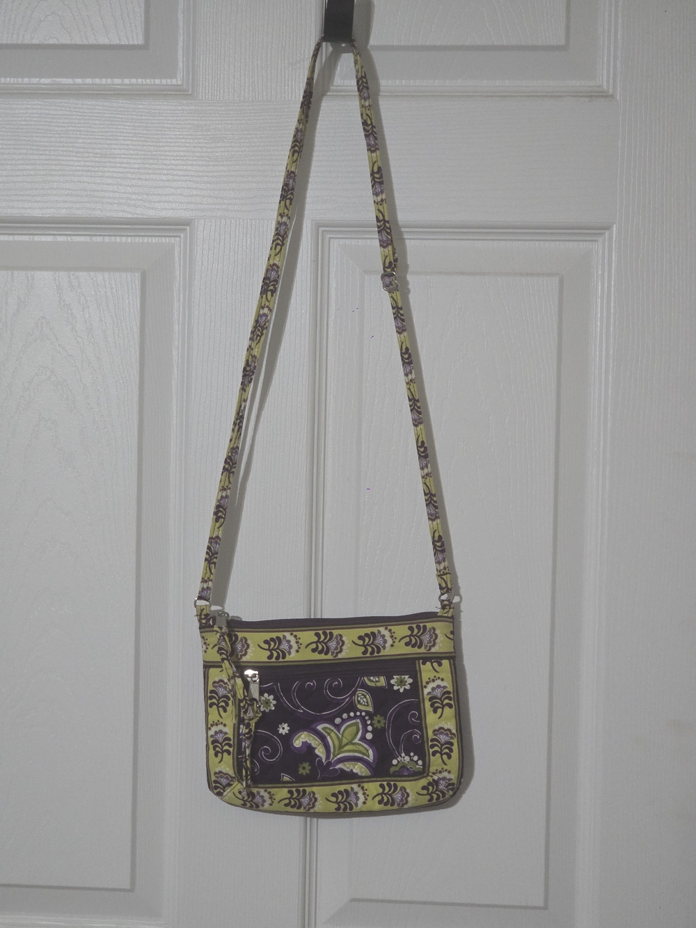 Vera Bradley inspired Yellow, Lime Green and Purple Crossbody Bag